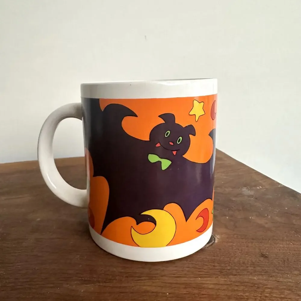 Vintage Halloween Flying Bat Coffee Cup